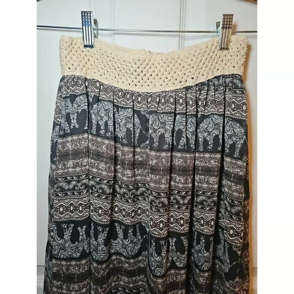 Rue 21 Long Maxi Skirt Elephants Bohemian Yoga Thai Small - Picture 4 of 5